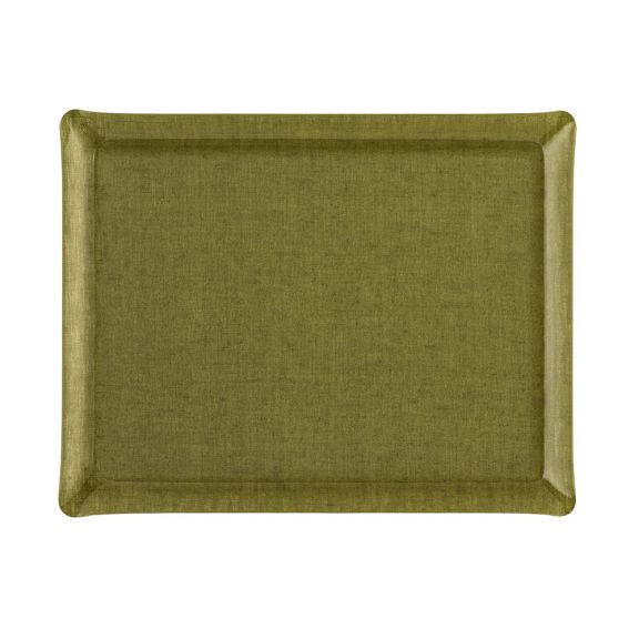 Large Acrylic & Linen Tray in Olive