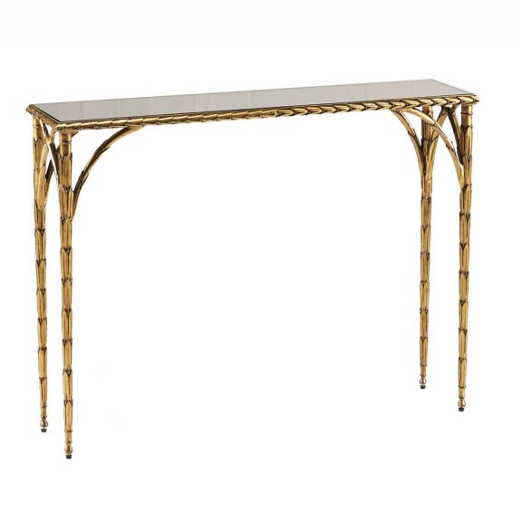 Bastian Console Table Bronzed Finish With Mirrored Top