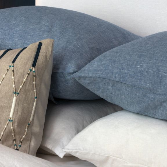 Alora Linen Standard PIllow Case Pair - Denim