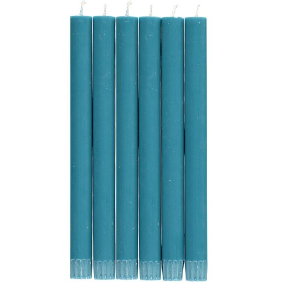 Set of 6 Dinner Candles in Petrol Blue