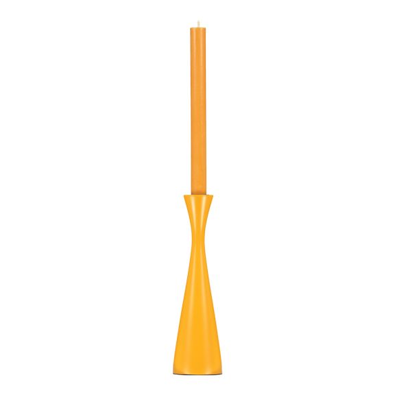 Large Turned Wooden Candleholder - Saffron Yellow