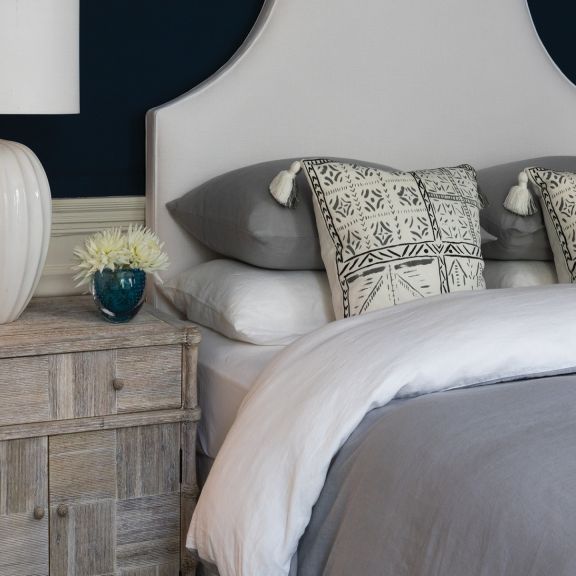 Alora Linen King Duvet Cover - Dove/Chalk