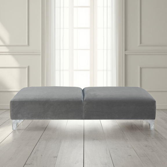 Ennismore Rectangular Stool in Omega Nickel Velvet