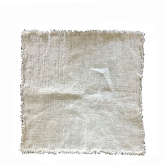 Heavy Linen Frayed Placemat - White