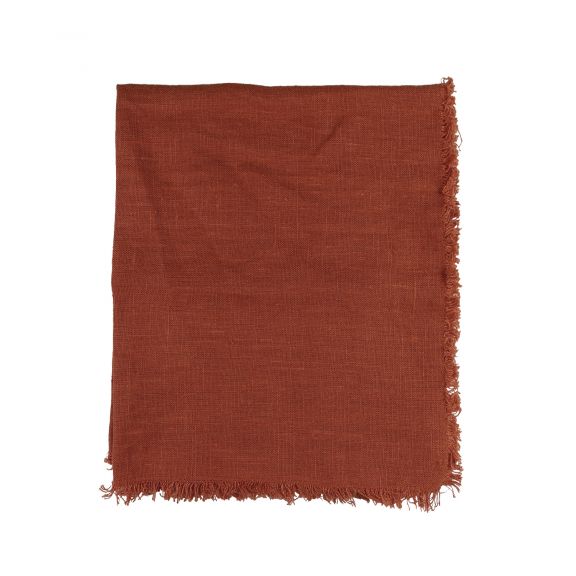 Linen Napkin With Frayed Edge - Rust