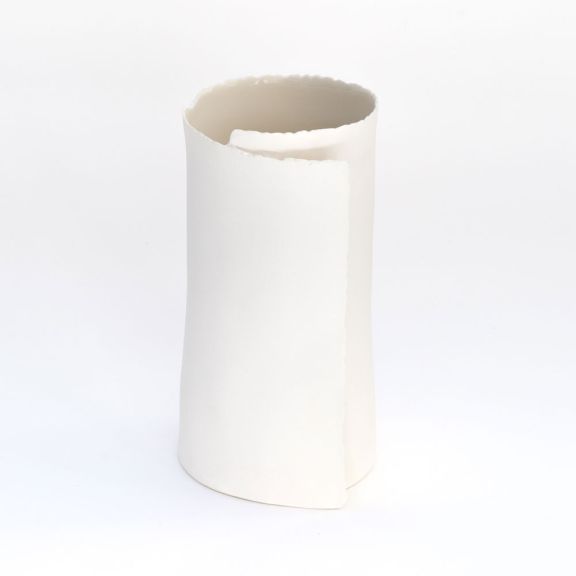 Large White Porcelain Curl Vase