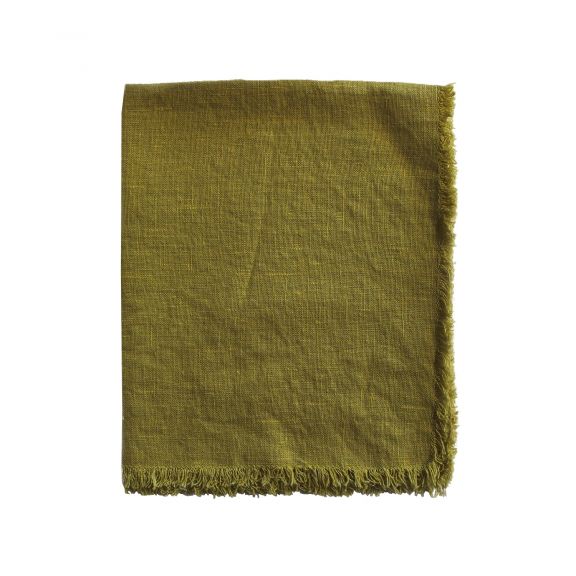 Linen Napkin With Frayed Edge - Moss
