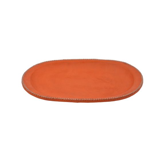 Oval Desk Tray in Orange Leather