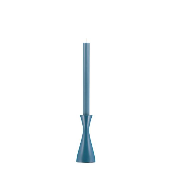 Small Turned Wooden Candleholder - Petrol Blue