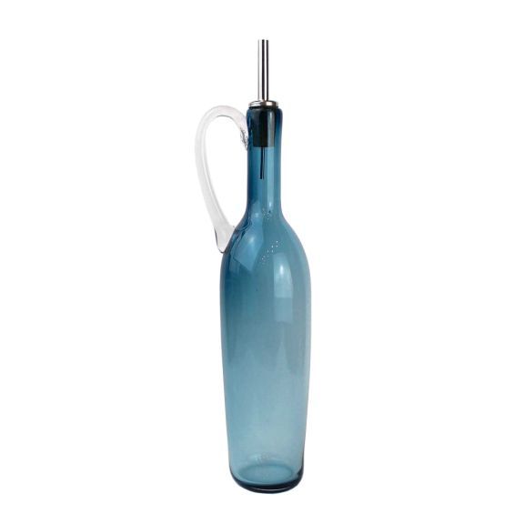 OLIVE Oil Pourer w handle - Steel Blue