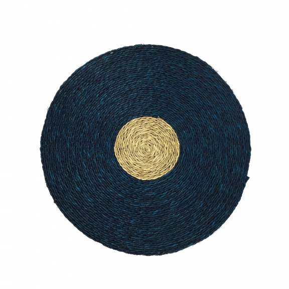 Woven Round Record Placemat - Blue