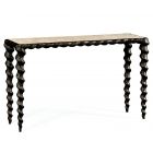Karinta Console Table Bronzed Finish with White Oyster Top