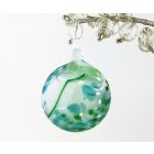 Frosted Art Glass Bauble - White, Green & Ocean