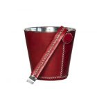 Red leather Ice Bucket w/Tongs
