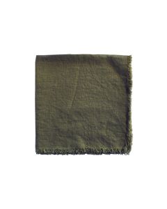 Linen Napkin w Frayed edge - Fir Green