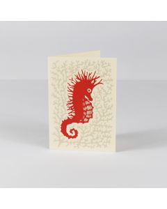 Coral and Grey Seahorse Card