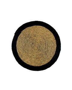 Woven Round Placemat Black Border-32cm