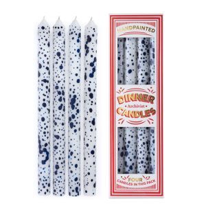 Blue Splodge Dinner Candles - Box of 4 