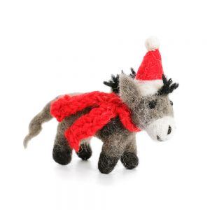 Donkey with Hat & Scarf Hanging Decoration