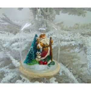 Santa Claus Glass Dome - Red Coat