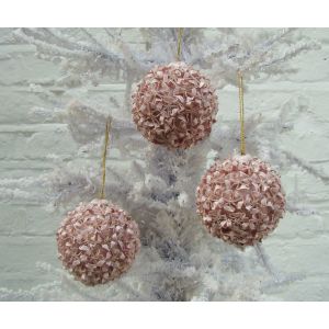 Ribbon Flower Ball Bauble - Pink