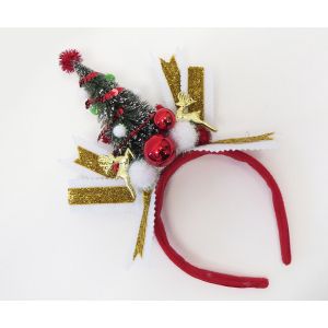 Christmas Tree with Gold  Ribbon Headband