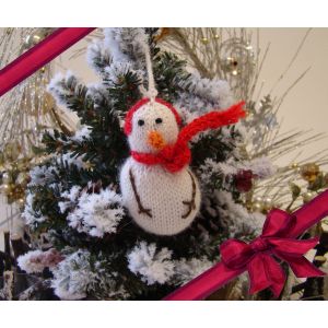 Snowman with Earmuffs Knitted Ornament