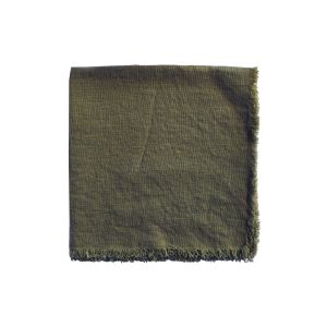 Linen Napkin With Frayed Edge - Fir Green