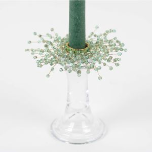 Frilly Beaded Candle Ring - Green