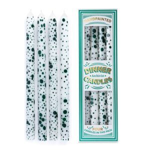 Green Splodge Dinner Candles - Box of 4 
