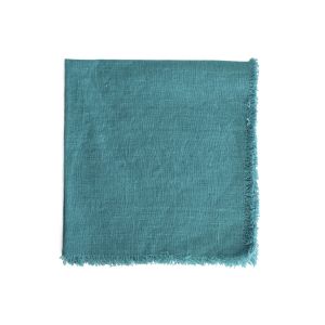 Linen Napkin With Frayed Edge - Aqua