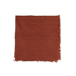 Linen Napkin With Frayed Edge - Rust