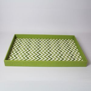 Large Rect Zigzag Tray Green