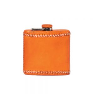 Hip Flask in Orange Leather