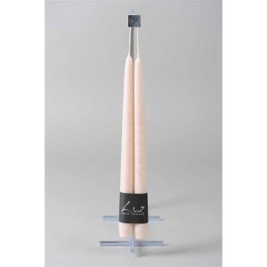 Pair Rustic Pearl Tapered Candles