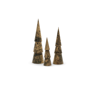 Set of 3 Spotted Brass Christmas Trees