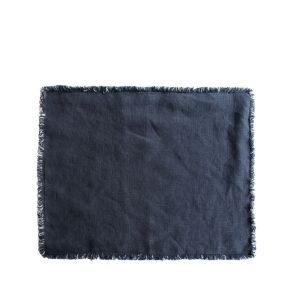 Double Coloured Frayed Placemat - Midnight & Greige