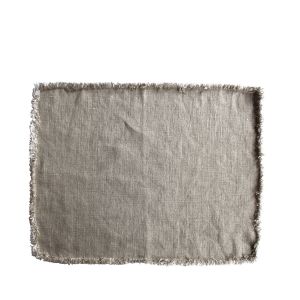 Double Coloured Frayed Placemat - Natural & White