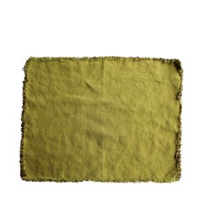 Double Coloured Frayed Placemat - Moss & Chocolate