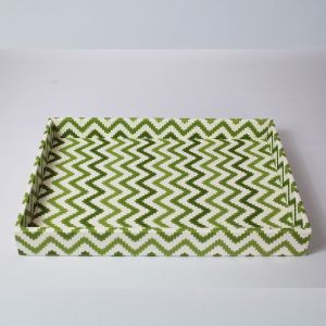 Small Rectangular Zigzag Tray Green
