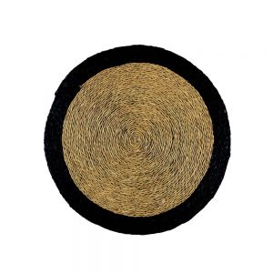 Woven Round Placemat Black Border-32cm