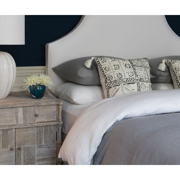 Alora Linen King Duvet Cover - Dove/Chalk